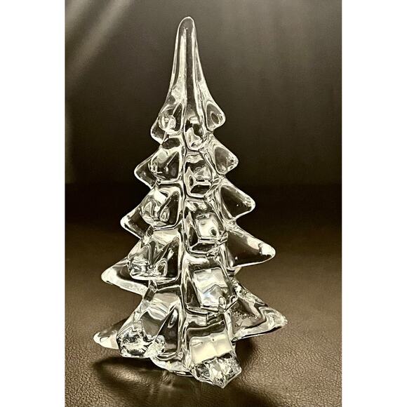 VTG 6.5” Crystal Glass CHRISTMAS TREE Figurine Holiday Decor Transparent Figure - Picture 2 of 5